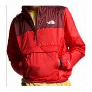The North Face Fanorak Mens Small Red Burgundy Windbreaker Jacket Quarter Zip